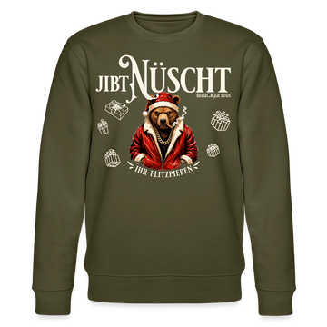 JIBT NÜSCHT-Unisex Bio-Sweatshirt-Berliner Bär Weihnachten - Khaki