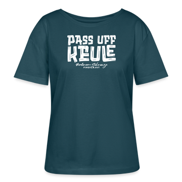 Berliner Spruch-PASS UFF KEULE-Rundhals Frauen Bio-T-Shirt - Dunkles Petrol