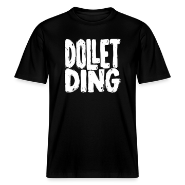 Locker geschnittenes Unisex T-Shirt mit dem Aufdruck in weissen Lettern „DOLLET DING“ in Berliner Schnauze– nachhaltige 100% Bio-Baumwolle, 215 g/m²