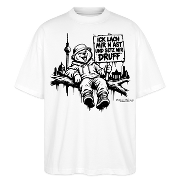 ICK LACH MIR N AST-Oversized Unisex Bio T-Shirt mit Berliner Bär - Weiß