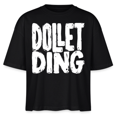 DOLLET DING-Frauen Boxy Bio-T-Shirt - Schwarz