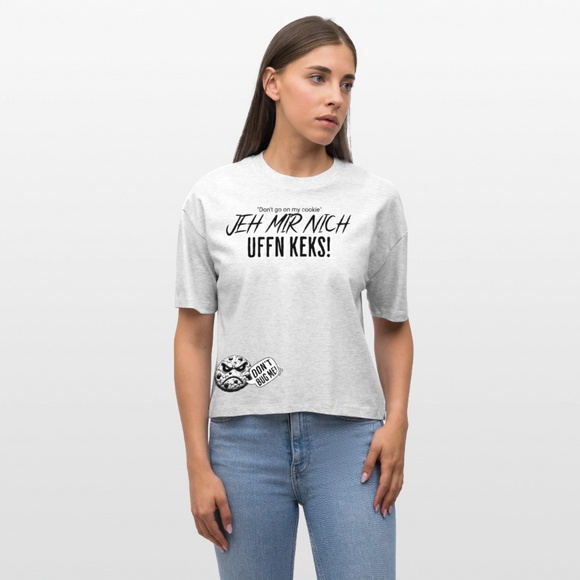 JEH MIR NICH UFFN KEKS!-Frauen Boxy Bio-T-Shirt - Weiß meliert