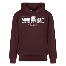 Berliner Spruch-NICH ANJESCHISSN-Unisex Bio-Hoodie mit Berliner Schnauze - Maroon