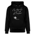 Unisex Bio-Hoodie mit Berliner Spruch in weisser Schreibschrift „Nachtigall, ick hör dir trapsen“ – gerader Schnitt, doppelt gefütterte Kapuze, Kängurutasche, 350 g/m², 100% Bio-Baumwolle. - Schwarz