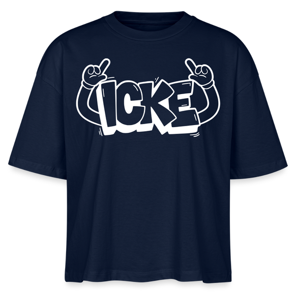 ICKE-Frauen Boxy Bio-T-Shirt - Navy