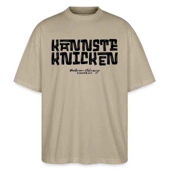Berliner Spruch-KANNSTE KNICKEN-Oversized Unisex Bio T-Shirt - Steingrau