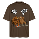 Berliner Bär Shirt mit Berliner Schnauze-WATN? NÜSCHT-Oversized Unisex Bio T-Shirt - Dunkelbraun