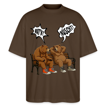 Berliner Bär Shirt mit Berliner Schnauze-WATN? NÜSCHT-Oversized Unisex Bio T-Shirt - Dunkelbraun