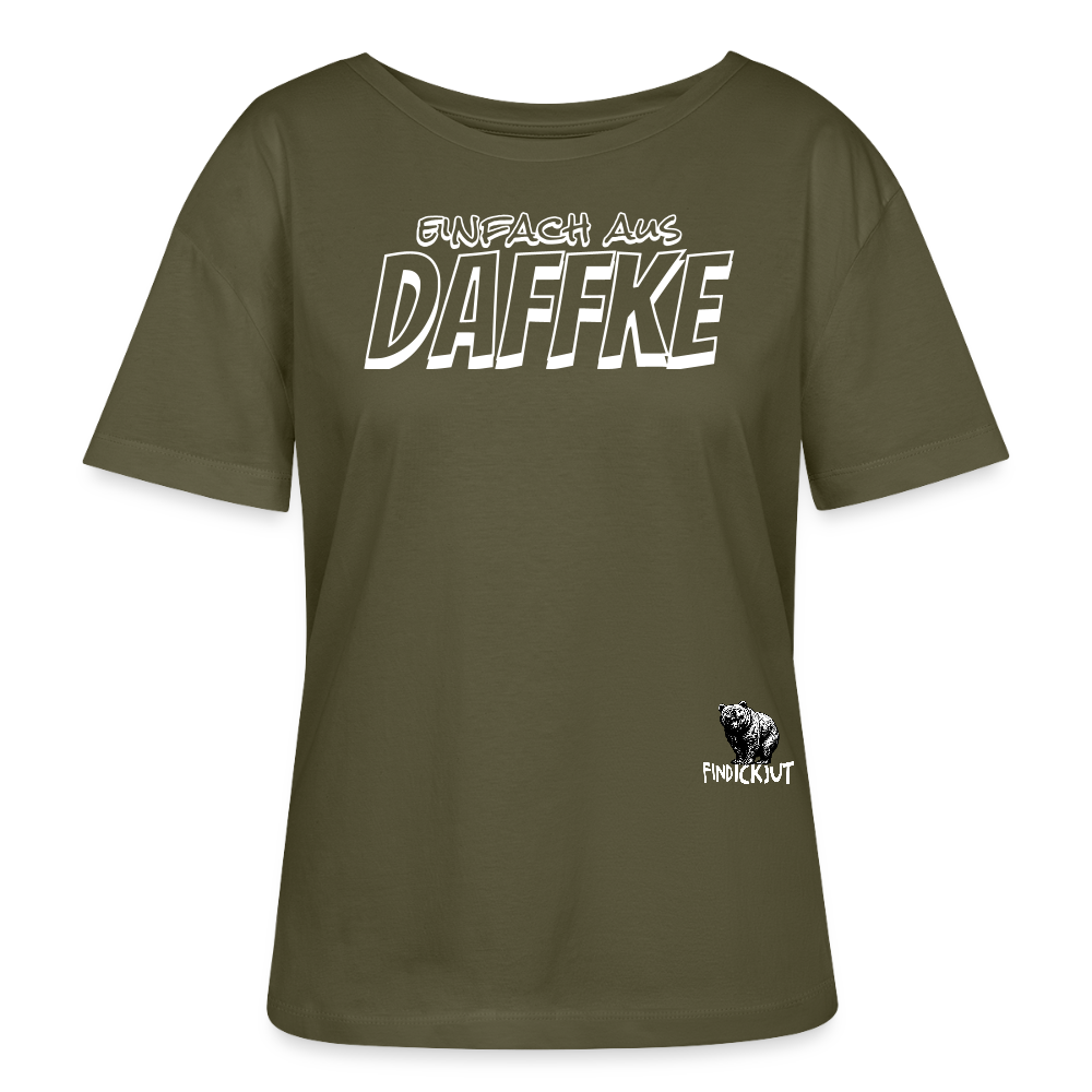 Berliner Spruch-AUS DAFFKE-Rundhals Frauen Bio-T-Shirt - Khaki