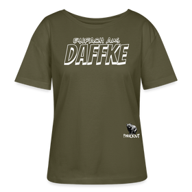 Berliner Spruch-AUS DAFFKE-Rundhals Frauen Bio-T-Shirt - Khaki