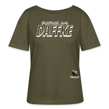 Berliner Spruch-AUS DAFFKE-Rundhals Frauen Bio-T-Shirt - Khaki
