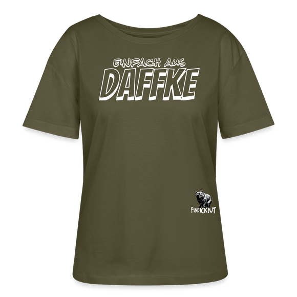 Berliner Spruch-AUS DAFFKE-Rundhals Frauen Bio-T-Shirt - Khaki