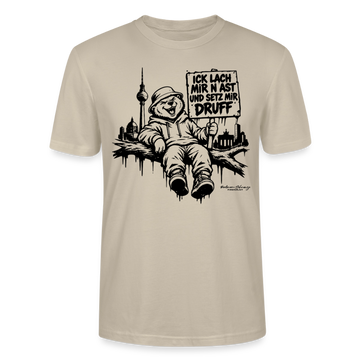ICK LACH MIR N AST - Schmal geschnittenes Bio-Unisex-T-Shirt mit Berliner Bär - Beige