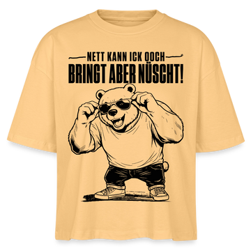 Berliner Bär mit Berliner Spruch-NETT KANN ICK OOCH-Frauen Boxy Bio-T-Shirt - Mispel