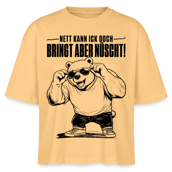 Berliner Bär mit Berliner Spruch-NETT KANN ICK OOCH-Frauen Boxy Bio-T-Shirt - Mispel