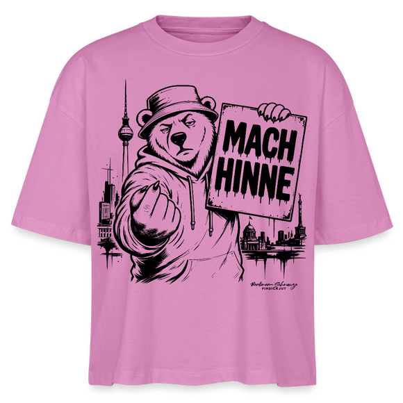 Berlin Shirt- MACH HINNE-Frauen Boxy Bio-T-Shirt mit Berliner Skyline - Pink
