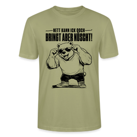 lustiger Berliner Bär mit Berliner Schnauze-NETT KANN ICK OOCH-Unisex T-Shirt - Nebelgrün