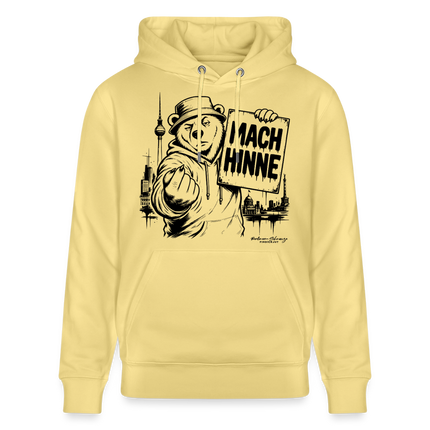 Berlin Souvenir mit Berliner Schnauze-MACH HINNE-Unisex Bio-Hoodie - Gelb Viva 