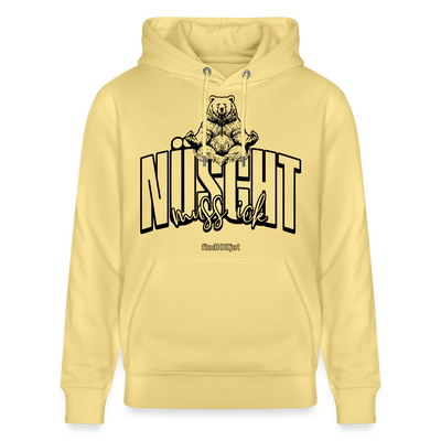 NÜSCHT MUSS ICK 2025-Unisex Bio-Hoodie mit Berliner Schnauze - Gelb Viva 