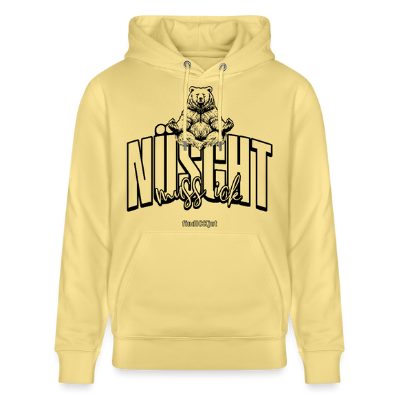 NÜSCHT MUSS ICK 2025-Unisex Bio-Hoodie mit Berliner Schnauze - Gelb Viva 