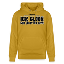 ICK GLOOB, MIR LAUST DER AFFE-Unisex Bio-Hoodie - Ocker