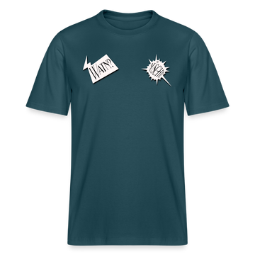 Unisex Bio T-Shirt mit Berliner Schnauze Print „WATN? NÜSCHT!“-relaxed fit, aus 100% Bio-Baumwolle, nachhaltig und fair produziert.- Dunkles Petrol