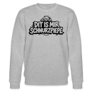 Grau meliert, Klassischer Unisex Sweater, schwarzer Print Berliner Bär auf Schriftzug liegend „DIT IS MIR SCHNURZPIEPE“ – Berliner Schnauze Statement aus Berlin.