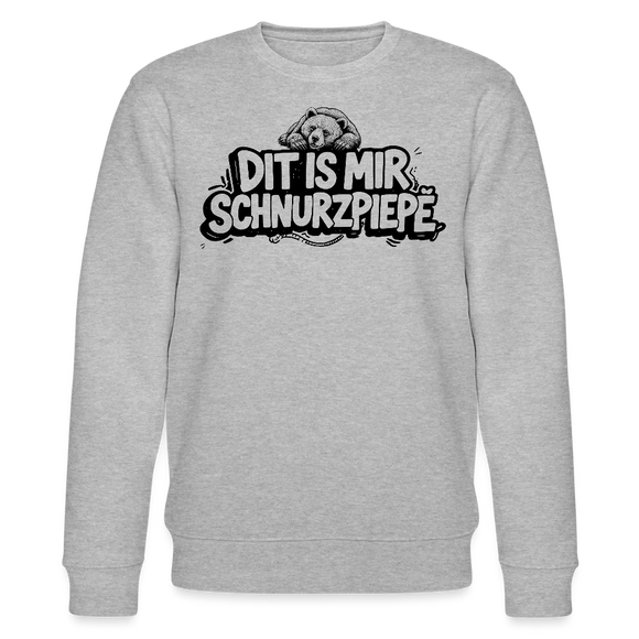 Grau meliert, Klassischer Unisex Sweater, schwarzer Print Berliner Bär auf Schriftzug liegend „DIT IS MIR SCHNURZPIEPE“ – Berliner Schnauze Statement aus Berlin.