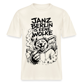 Kiffender Berliner Bär T-Shirt – Janz Berlin is eene Wolke-RELAXED FIT Unisex Organic - Naturweiß 