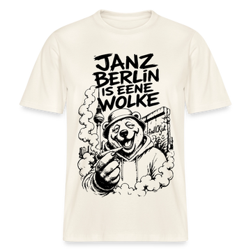 Kiffender Berliner Bär T-Shirt – Janz Berlin is eene Wolke-RELAXED FIT Unisex Organic - Naturweiß 