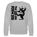 grau-melierter Sweater mit schwarzem Schriftzug „ICK MACH WAT ICK WILL“ und gezeichnetem Bären; Berliner Schnauze Design von FINDICKJUT.
