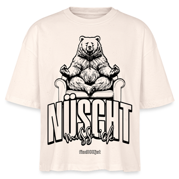 BERLIN SHIRT mit Schnauze-NÜSCHT2025-Frauen Boxy Bio-T-Shirt - Weißgrau