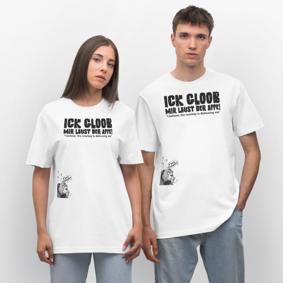 ICK GLOOB MIR LAUST DER AFFE-Relaxed Fit Unisex Bio-T-Shirt - Weiß