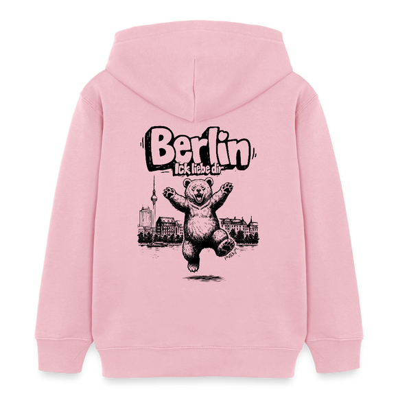 Berlin Souvenir-Kinder Bio-Hoodie-BERLIN ICK LIEBE DIR - Hellrosa