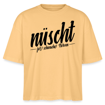 Berlin Shirt-NÜSCHT FÜR SCHWACHE NERVEN-Frauen Boxy Bio-T-Shirt mit Berliner Schnauze - Mispel