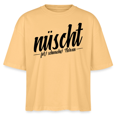 Berlin Shirt-NÜSCHT FÜR SCHWACHE NERVEN-Frauen Boxy Bio-T-Shirt mit Berliner Schnauze - Mispel