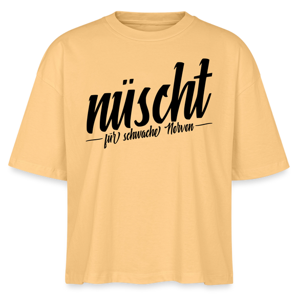 Berlin Shirt-NÜSCHT FÜR SCHWACHE NERVEN-Frauen Boxy Bio-T-Shirt mit Berliner Schnauze - Mispel