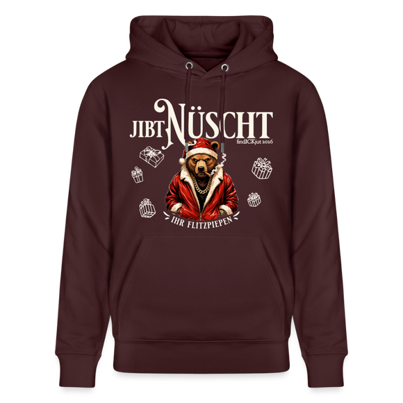 JIBT NÜSCHT-Unisex Bio-Hoodie-mit Berliner Bär - Maroon