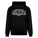 Berliner Spruch-MACH MA KEENE FISIMATENTEN-Unisex Bio-Hoodie  - weiss gerahmter Print auf Schwarzem Stoff