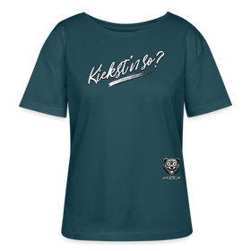 KIEKSTN SO? Rundhals Frauen Bio-T-Shirt - Dunkles Petrol