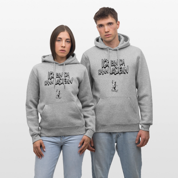 ICK BIN DA-Unisex Bio-Hoodie - Grau meliert