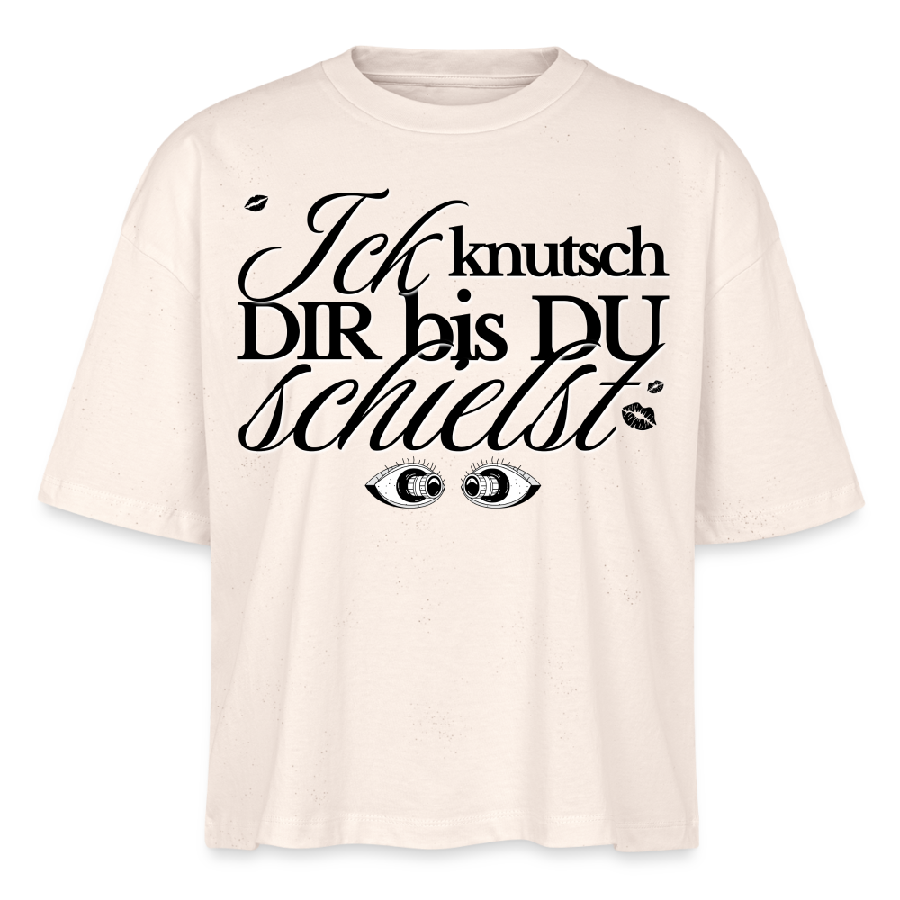 ICK KNUTSCH DIR - Frauen Boxy Bio-T-Shirt - Naturweiß