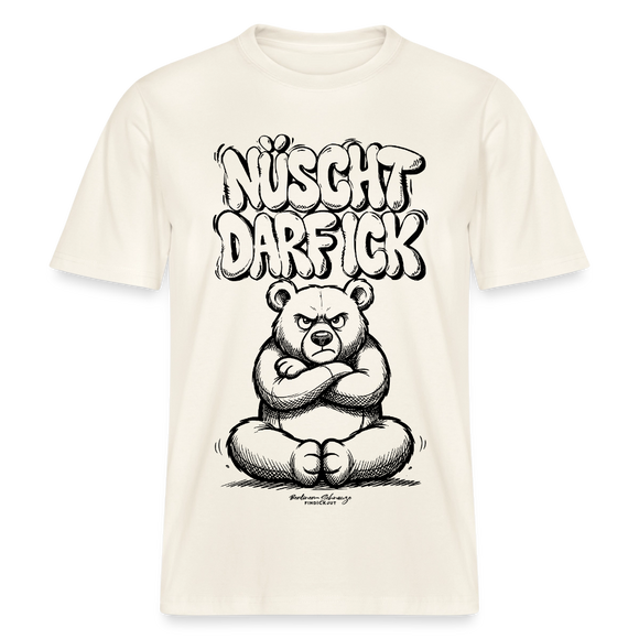 Berlin Shirt mit Illustration-NÜSCHT DARF ICK-RELAXED FIT Unisex Organic T-Shirt - Naturweiß 