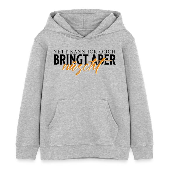 NETT KANN ICK OOCH - Kinder Bio-Hoodie - Grau meliert