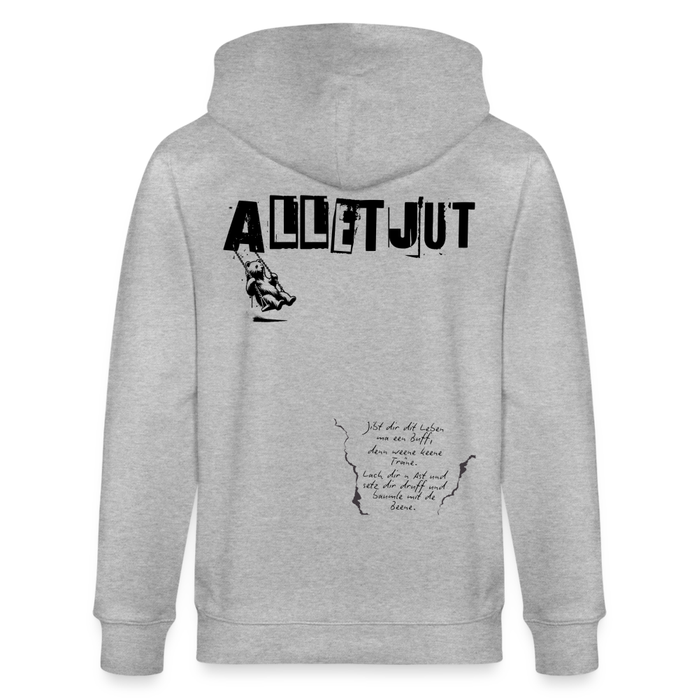 ALLET JUT-Unisex Bio-Kapuzenjacke-BACKPRINT - Grau meliert