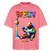Illustration eines bunten Bären in Regenbogenfarben, der mit Pinsel und Farbpalette kreativ ist, vor dem Berliner Fernsehturm in Regenbogenoptik. Darüber der Schriftzug "Berlin" in Regenbogenfarben und darunter ganz klein "Findickjut". Perfekt zur Feier des CSD Berlin 2025. Oversized Unisex Bio T-Shirt - Pink 