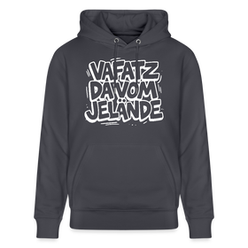 Berliner Kultspruch-VAFATZ DA VOM JELÄNDE-Unisex Bio-Hoodie - Indigoblau