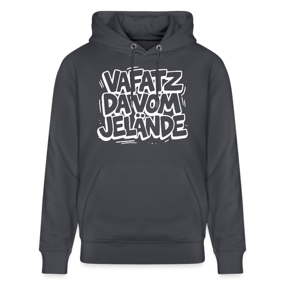 Berliner Kultspruch-VAFATZ DA VOM JELÄNDE-Unisex Bio-Hoodie - Indigoblau