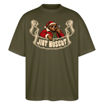 Berliner Bär-Weihnachten-JIBT NÜSCHT-Oversized Unisex Bio T-Shirt - Khaki