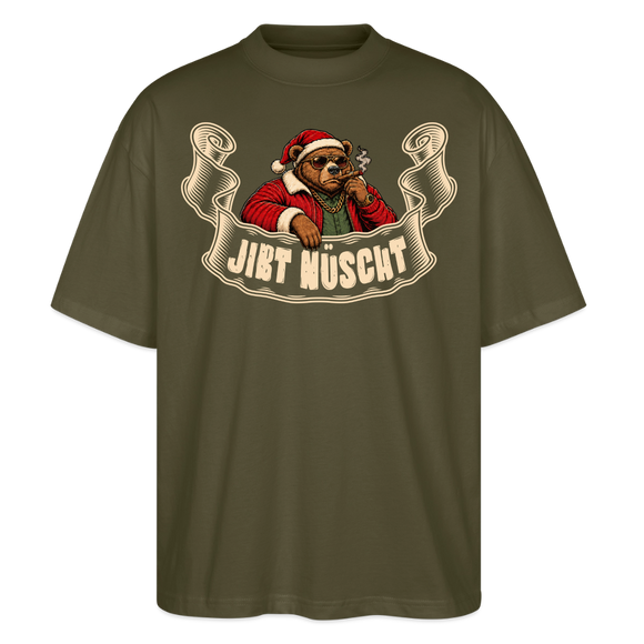 Berliner Bär-Weihnachten-JIBT NÜSCHT-Oversized Unisex Bio T-Shirt - Khaki